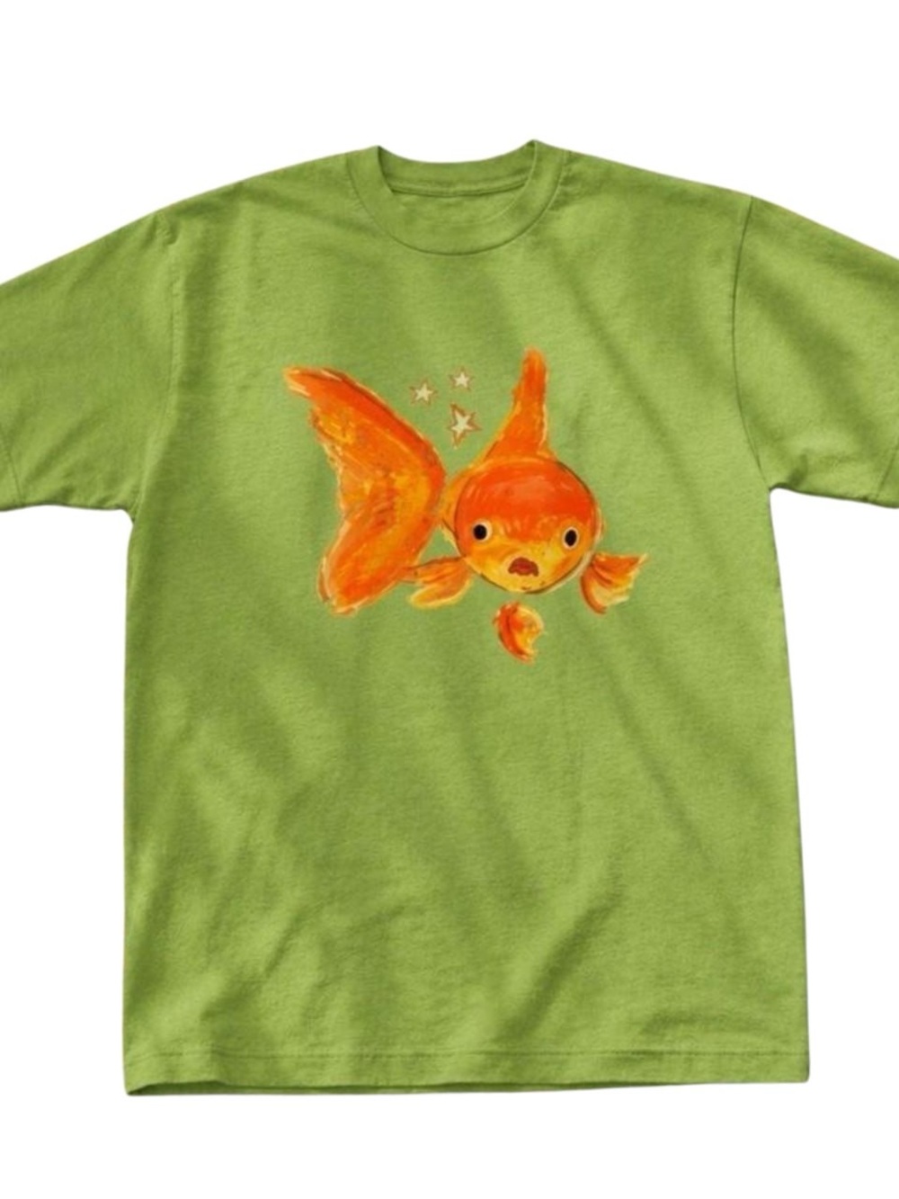Gildan Green Tee with Orange Goldfish Graphic